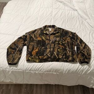 Trendy Camouflage Zip-Up Fleece Jacket - Green/Brown/Black
